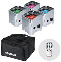 EQLED039A - 4x24W LED Portable Wireless Uplighter RGBW Bundle, Chrome