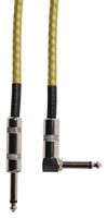 190.303UK - Retro Braided Guitar Lead, Right Angled Plug to Plug, 3m, Grey/Gold
