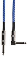190.305UK - Retro Braided Guitar Lead, Right Angled Plug to Plug, 3m, Blue/White