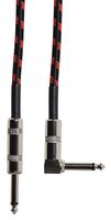 190.306UK - Retro Braided Guitar Lead, Right Angled Plug to Plug, 3m, Black/Red