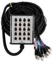 SGBX20-1604 - Professional Aluminium Stage Box, 16x 3 Pole XLR Sockets / 4x XLR 3 Pole Plugs, 20m