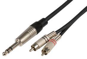 S6J-2R150 - 6.3mm Stereo Jack Plug to 2x RCA Phono Plugs Lead, 1.5m