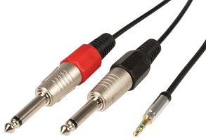 S3J-26J150 - 3.5mm Stereo Jack Plug to 2x 6.3mm Mono Jack Plugs Lead, 1.5m