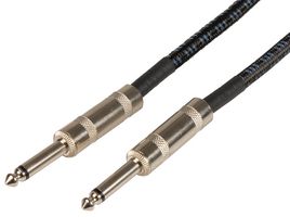 190.294UK - 6.3mm Mono Jack Plug to 6.3mm Mono Jack Plug Braided Guitar Lead, Black / Blue, 6m