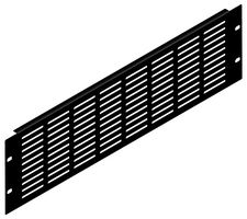 R1279/3UK - 3U Black Flanged Rack Panel with Horizontal Vents