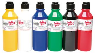 FAB300/6/A - Water Based Inter-mixable Fabric Paint, 150ml 6 Pack Assorted Colours