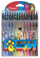 984718 - Color'Peps Monster Colouring Pens & Pencils, 12 Pens + 15 Pencils