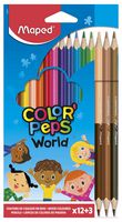 832071 - Color'Peps World Duo Tip Colouring Pencils, 15 Pack