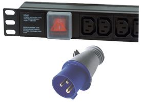PDU-12WS-H-IEC-16CMDO - 1U 12 Way 10A IEC C13 Sockets to 16A Commando Plug Horizontal PDU