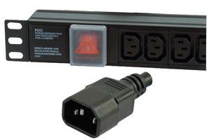 PDU-12WS-H-IEC-IEC - 1U 12 Way 10A IEC C13 Sockets to C14 Plug Horizontal PDU