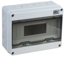 OL40033 - IP65 ABS 12 Module Wall Mount Enclosure with Transparent Lid - 245x195x105mm