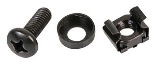 NUTSCREWS-50-BLK - Alloy M6 Captive Nuts, Bolts & Washers for 19" Devices, 50 Pack