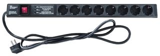 PDU-8WS-V-SCH-SCH-SP - Rack Mount Schuko Plug PDU, 8-Gang, Vertically Mounted, Surge Protected, 16A