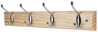 D01713 - Solid Pine & Chrome Storage Hook Rail - 405mm x 70mm