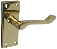 6510 - Short Victorian Latch Door Handles Pair Brass