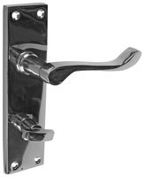 6517 - Long Victorian Bathroom Door Handles Pair Polished Chrome