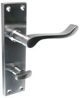 6518 - Long Victorian Bathroom Door Handles Pair Satin Chrome
