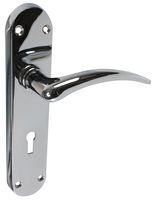 6574 - Milan LoB Lock Door Handles Pair Polished Chrome