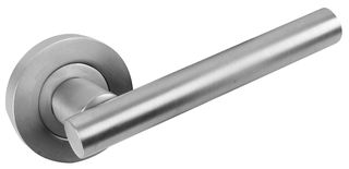 Tropica T Bar Lever On Rose Door Handles Pair Satin Chrome Vibe