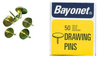 10404 - 10mm Solid Head Brassed Drawing Pins, 50 Pack