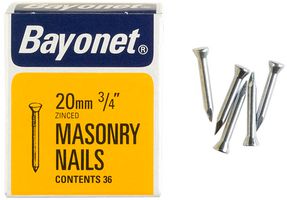 12202 - 3/4" (20mm) Zinc Plated Masonry Nails, 36 Pack