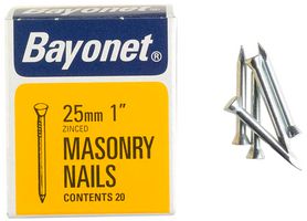 12204 - 1" (25mm) Zinc Plated Masonry Nails, 36 Pack