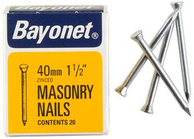 12208 - 1 1/2" (40mm) Zinc Plated Masonry Nails, 36 Pack