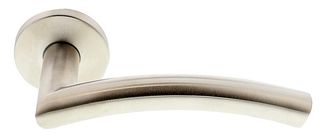 4205.19.SS - Curved Mitred Round Lever Door Handles on Rose, Stainless Steel