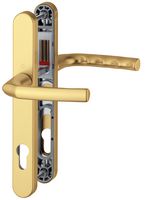 3626578 - Birmingham Long Fixing Aluminium Lever UPVC Double Glazed Door Handles, 70mm Door Thickness, F3 Gold