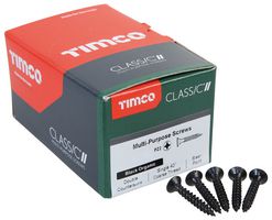 35016CLAB - 3.5mm x 16mm Black Countersunk Pozidriv Classic Multi-Purpose Screws, 200 Pack