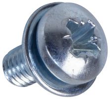 M36PRSTPWZ100 - M3 x 6mm Steel BZP Pan Head Pozidriv Machine Screws with Flat Washers, 100 Pack