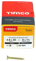 35030SOLOC - 3.5mm x 30mm Pozidriv Double Countersunk ZYP Solo Chipboard & Wood Screws, 200 Pack