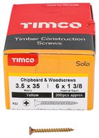 35035SOLOC - 3.5mm x 35mm Pozidriv Double Countersunk ZYP Solo Chipboard & Wood Screws, 200 Pack