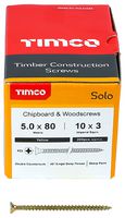 50080SOLOC - 5mm x 80mm Pozidriv Double Countersunk ZYP Solo Chipboard & Wood Screws, 200 Pack