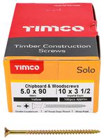 50090SOLOC - 5mm x 90mm Pozidriv Double Countersunk ZYP Solo Chipboard & Wood Screws, 100 Pack