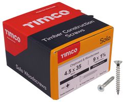 45035SOLOZ - 4.5mm x 35mm Pozidriv Double Countersunk ZP Solo Chipboard & Wood Screws, 200 Pack