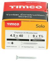 45040SOLOZ - 4.5mm x 40mm Pozidriv Double Countersunk ZP Solo Chipboard & Wood Screws, 200 Pack