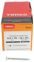 60070SOLOZ - 6mm x 70mm Pozidriv Double Countersunk ZP Solo Chipboard & Wood Screws, 200 Pack