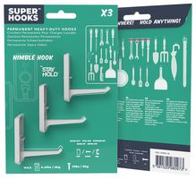 SH030-W - Nimble Plastic Storage Hooks, White - 3 Pack