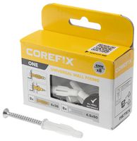CFX502BS - 6mm x 36mm One Universal Plasterboard & Masonry Wall Plugs & Screws Fixing Kit, 8 Pack