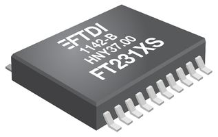 FT231XS-R - USB 2.0 Interface to Serial UART Converter, 2.97V, 5.5V, SSOP, 20 Pins