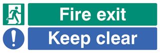 22062L - Fire Exit Keep Clear - Self Adhesive Sign - 150mm x 450mm