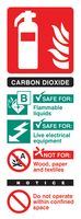 31217S - Carbon Dioxide - Extinguisher ID Glow in the Dark Sign - 75mm x 200mm