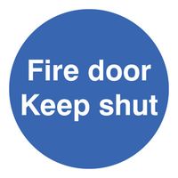 21610U - Fire Door Keep Shut - Self Adhesive Sign - 100mm Diameter
