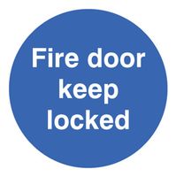 11635U - Fire Door Keep Locked - Plastic Sign - 100mm Diameter