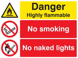 16204Q - Danger Highly Flammable - Plastic Sign - 600mm x 450mm