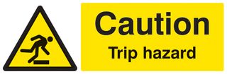 14214G - Caution Trip Hazard - Plastic Sign - 100mm x 300mm