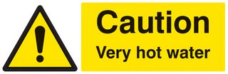 14236A - Caution Very Hot Water - Plastic Sign - 75mm x 100mm