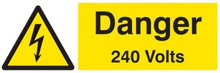 24001G - Danger 240V - Self Adhesive Sign - 100mm x 300mm