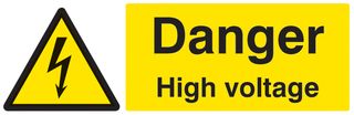 24009G - Danger High Voltage - Self Adhesive Sign - 100mm x 300mm